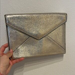 Rebecca Minkoff Silver Glitter Envelope Clutch